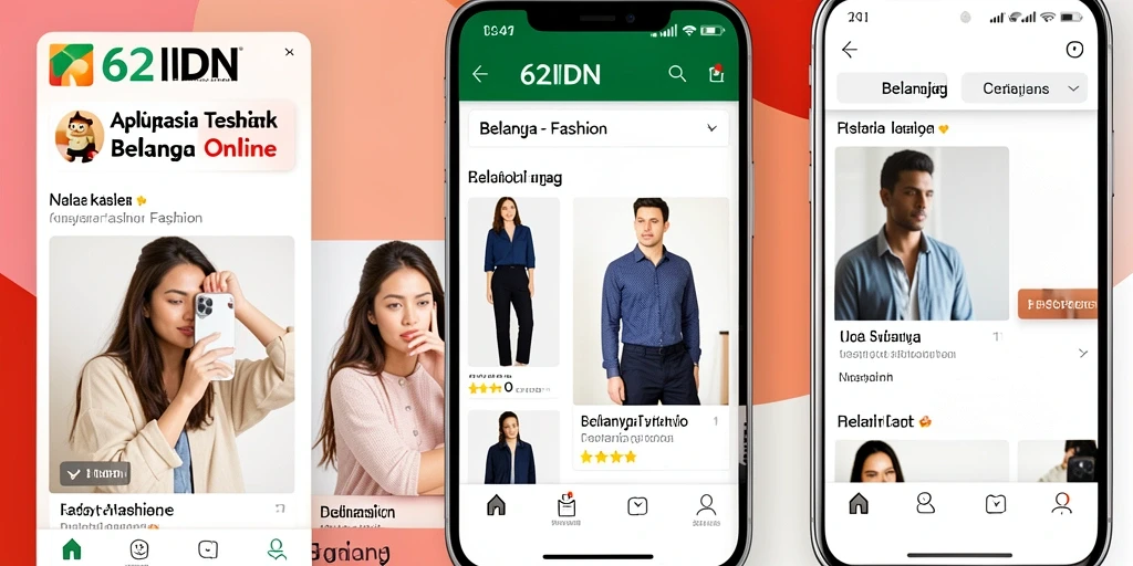 Antarmuka 62IDN yang stylish untuk belanja fashion online.