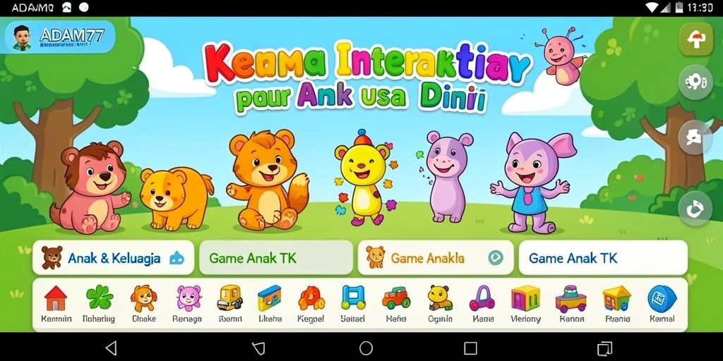 Tampilan interaktif dan menyenangkan dari ADAM77 untuk anak-anak.