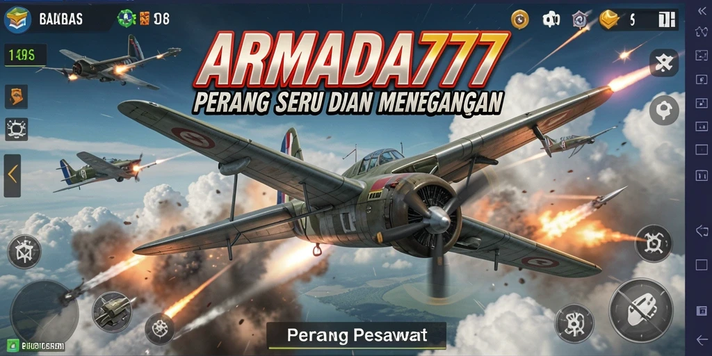 Tampilan antarmuka game Perang Pesawat yang menarik dan dinamis.