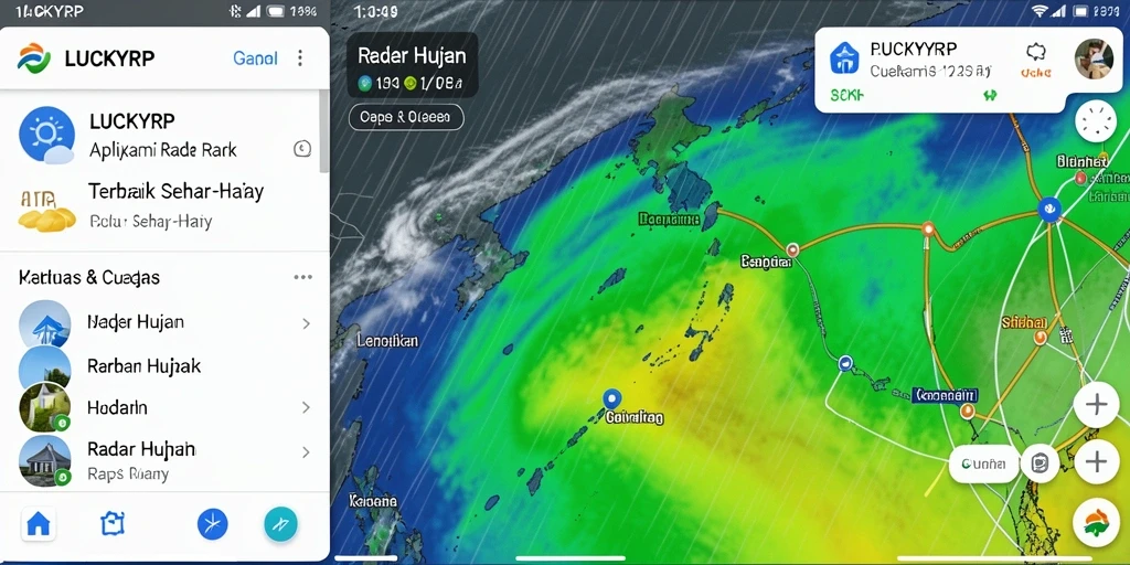 Antarmuka aplikasi Radar Hujan LUCKYRP yang informatif dan interaktif.