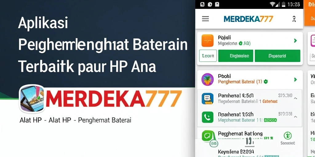 Tampilan antarmuka aplikas MERDEKA777 untuk penghemat baterai.