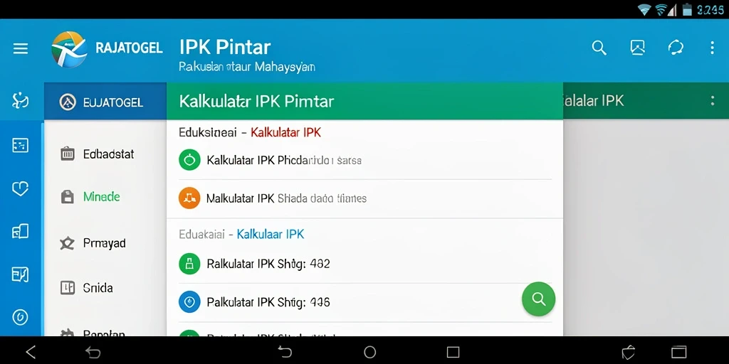 Antarmuka pengguna RAJATOGEL dengan fitur Kalkulator IPK yang sederhana.