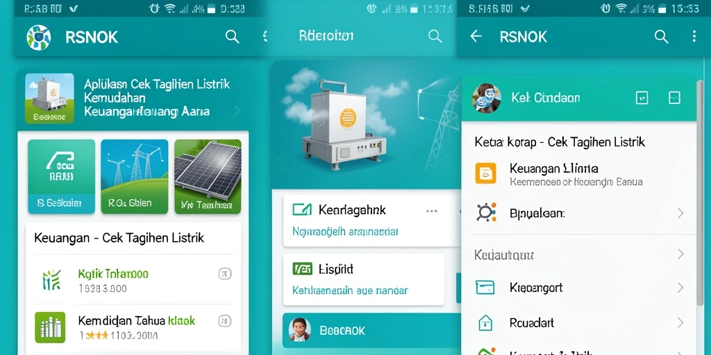 Tampilan antarmuka aplikasi RSNOK untuk cek tagihan listrik.